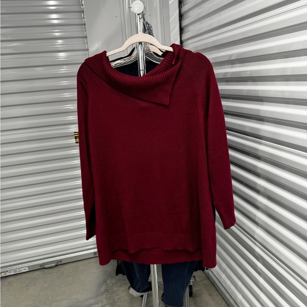 New York and Company | Vintage Cowl Neck Sweater in Burgundy | Size XL
